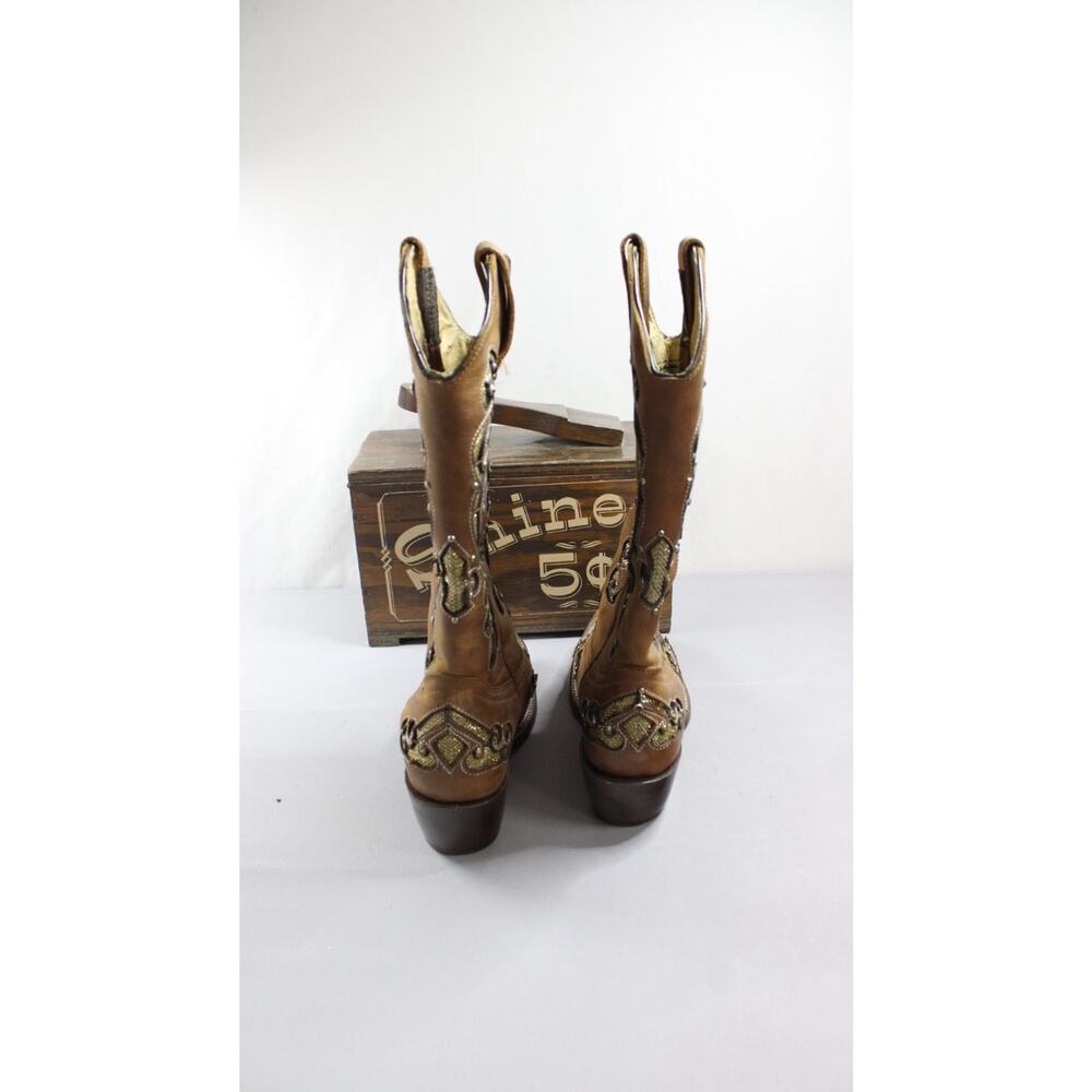 Sergal Womens Size 6 Brown Cowboy Boots leather cuban western heel outsoles - Picture 5 of 11
